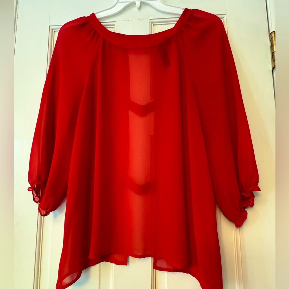 PETTICOAT ALLEY Red Open Back Blouse